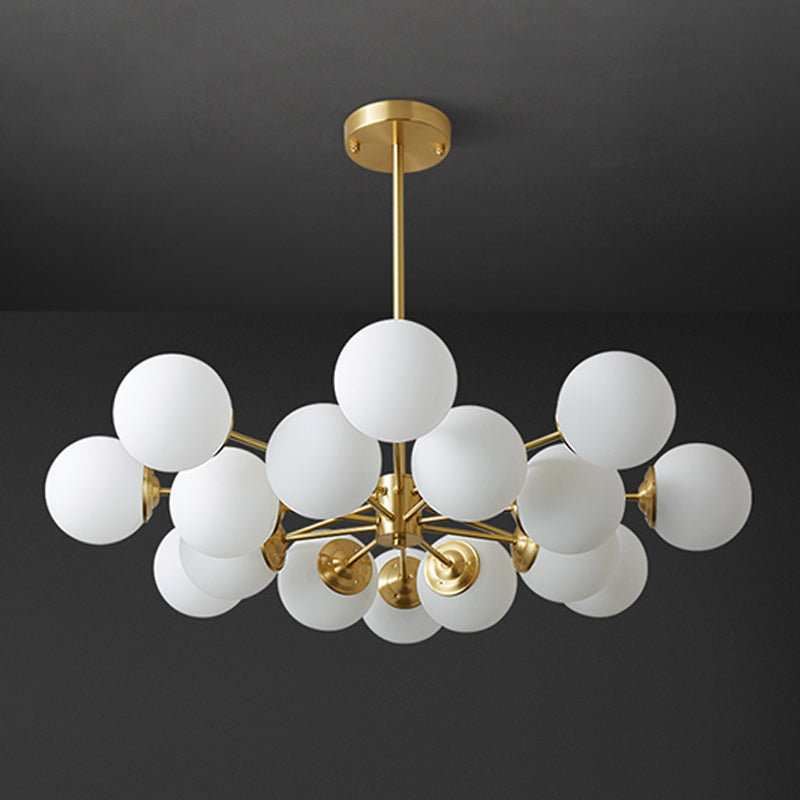 Contemporary White Glass Ceiling Pendant Light Spherical Hanging Pendant Light for Bedroom