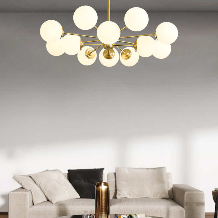 Contemporary White Glass Ceiling Pendant Light Spherical Hanging Pendant Light for Bedroom