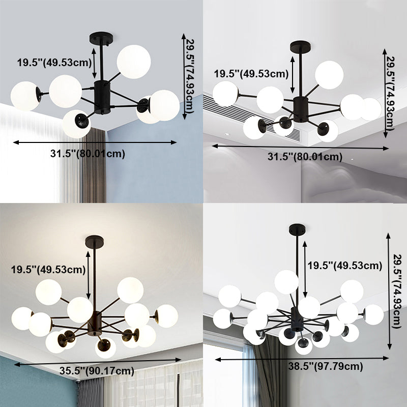 Contemporary Hanging Light Fixtures Spherical Iron Ceiling Light for Living Room