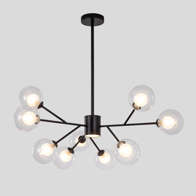 Modern Wrought Iron Ceiling Hung Fixture Glass Sputnik Down Lighting Pendant