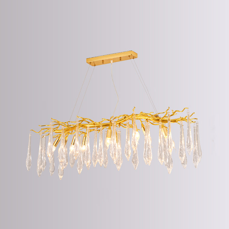 Tränenformform Kristallleuchter modernes Aluminium nach unten -Beleuchtung zum Studium