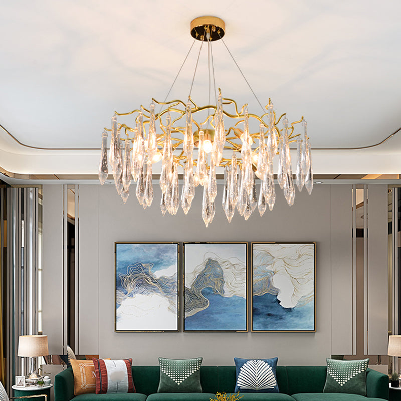 Teardrop Shape Crystal Chandelier Modern Aluminium Down Lighting Pendant  for Study