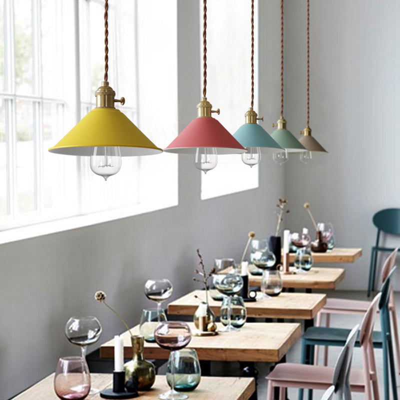 Metal Cone Shape Hanging Lights Modern Style 1-Light Hanging Mount Fixture for Dining Room