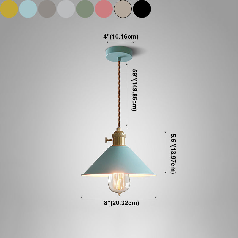 Forme de cône en métal Lumières suspendues modernes à 1 lumière suspendue à support pour salle à manger