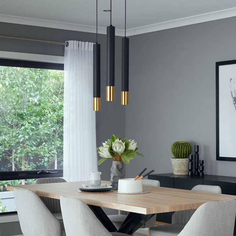 Style moderne linéaire suspendu metal métallique 1 lumière suspendue légère pour le salon