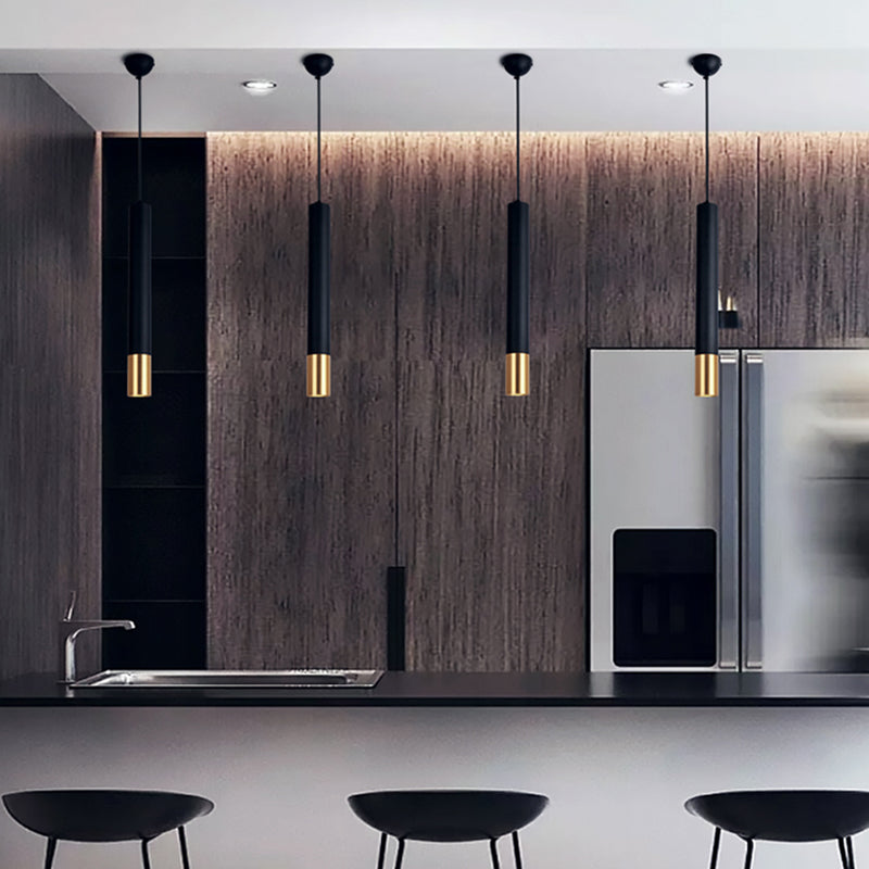 Style moderne linéaire suspendu metal métallique 1 lumière suspendue légère pour le salon