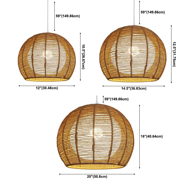 Japanisches Seil Anhänger Licht 1 Licht Global Hanging Deckenleuchte für Esszimmer