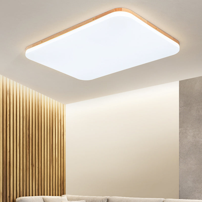 Wooden Flush Mounted Ceiling Lights LED Flush Mount Light with Acrylic Shade