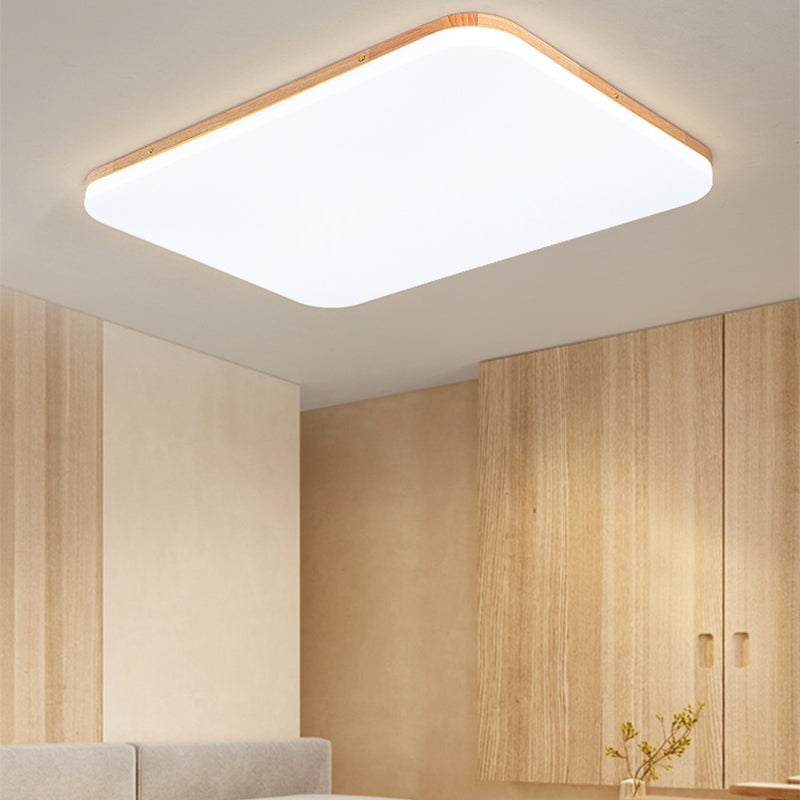 Wooden Flush Mounted Ceiling Lights LED Flush Mount Light with Acrylic Shade