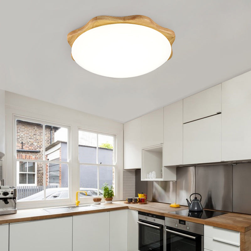Wooden Ceiling Mounted Light Contemporary Flush Mount Lamp with Acrylic Shade