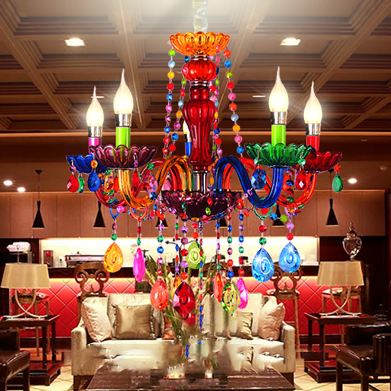 Nordic Multi Head Macron Chandelier Glass Pendant Lighting Fixtures for Bedroom
