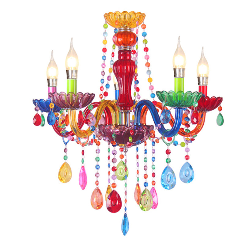 Nordic Multi Head Macron Chandelier Glass Pendant Lighting Fixtures for Bedroom