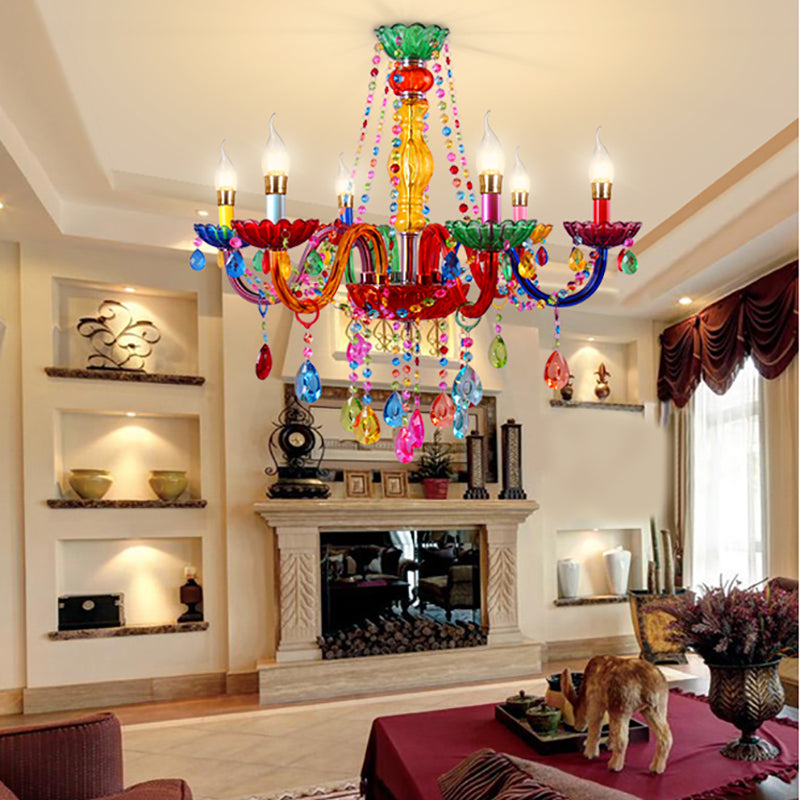 Nordic Multi Head Macron Chandelier Verre Pendre Éclairage pour chambre à coucher