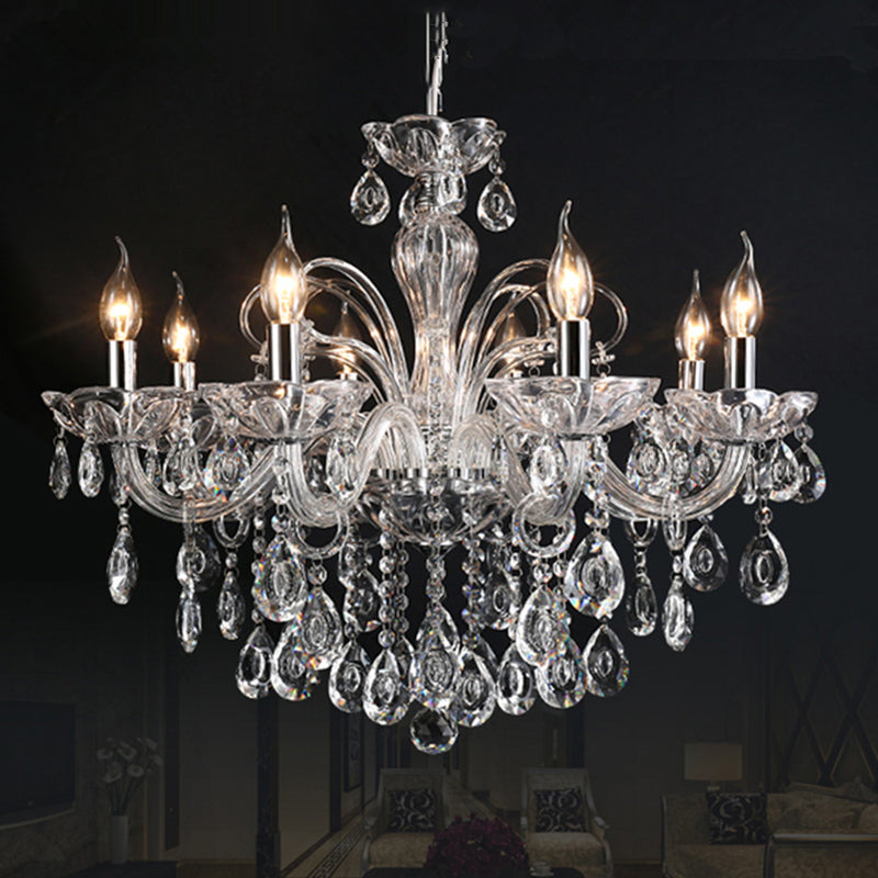 Nordic Style Chandelier Light 8 Lights Candle Shaped Pendant Light for Living Room