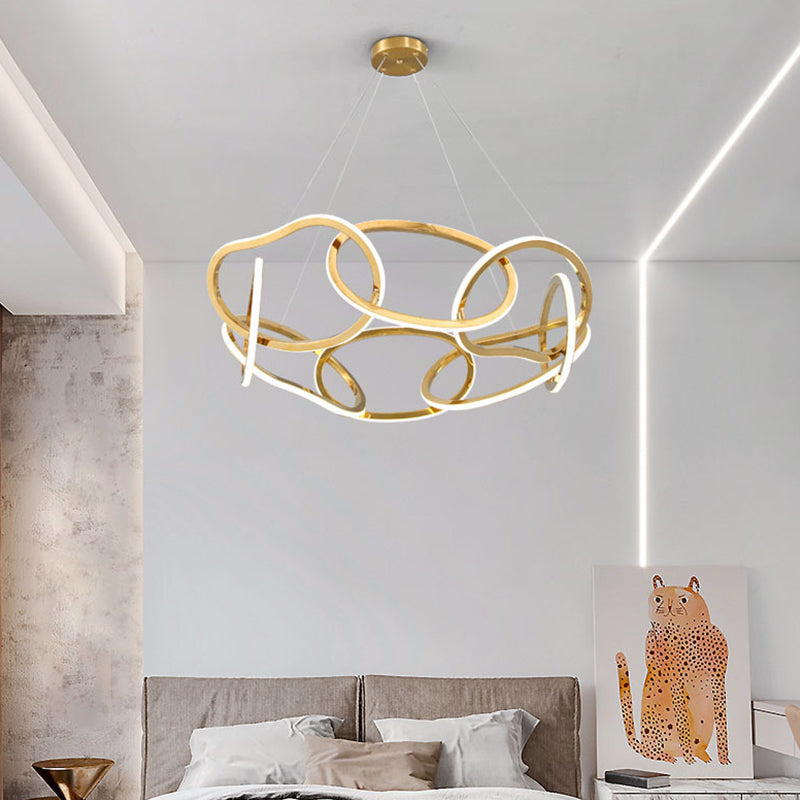 Linear Shape Chandelier Lamp Modern Multi Light LED Hanging Light for Bedroom