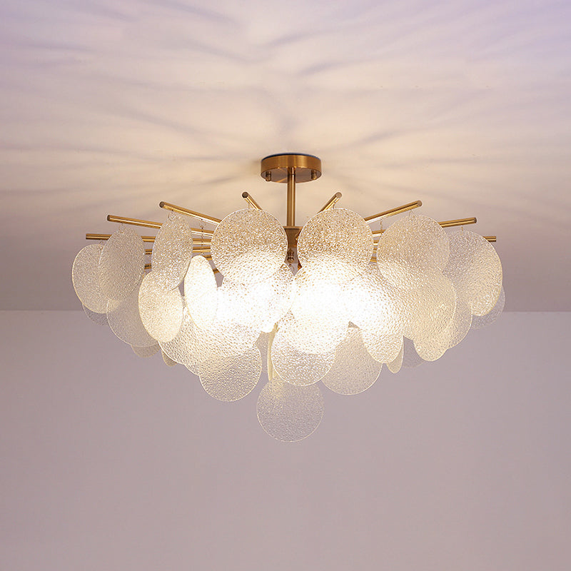 Round Shade Hanging Light Modern Style Glass Chandelier Light for Living Room