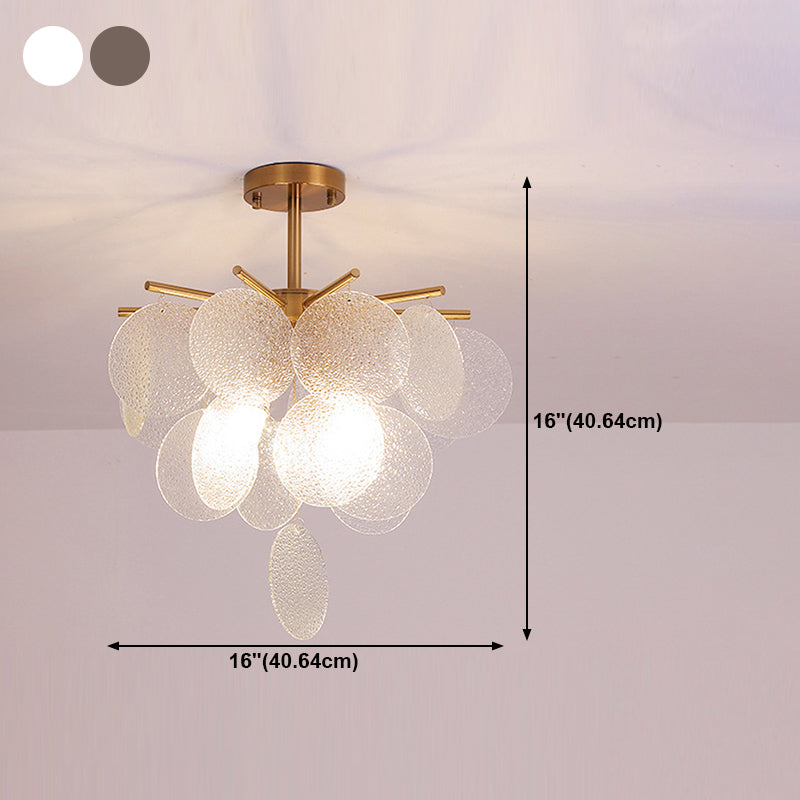 Round Shade Hanging Light Modern Style Glass Chandelier Light for Living Room
