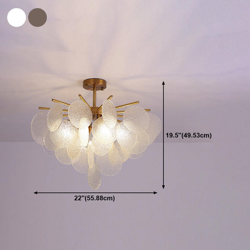 Round Shade Hanging Light Modern Style Glass Chandelier Light for Living Room