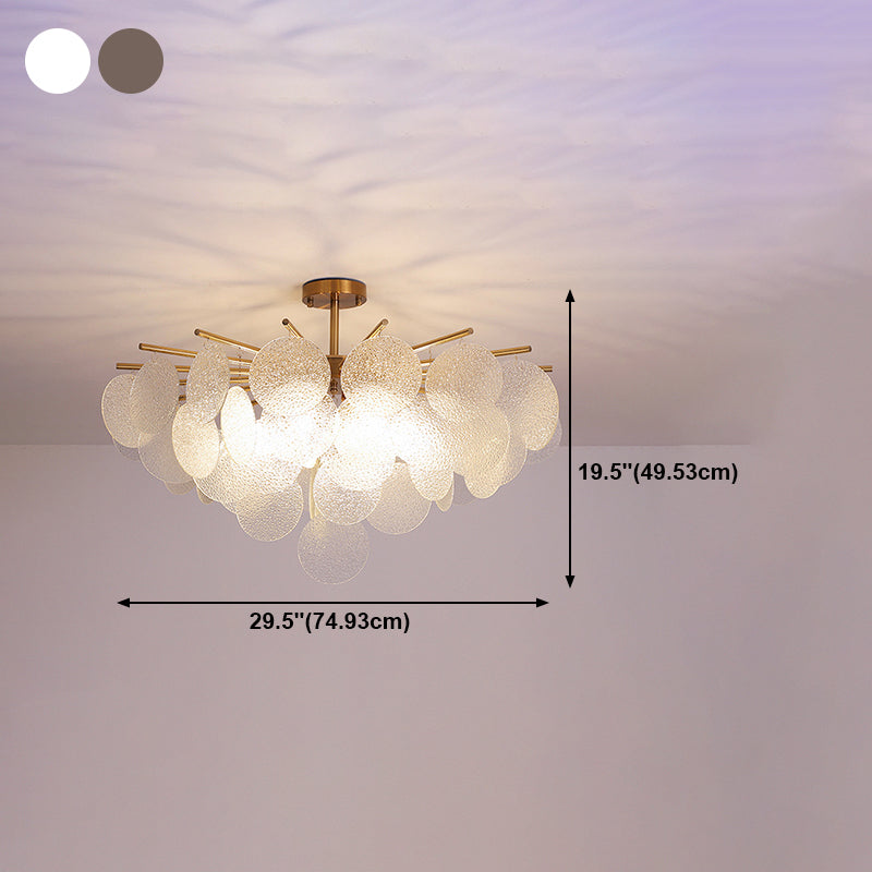 Round Shade Hanging Light Modern Style Glass Chandelier Light for Living Room