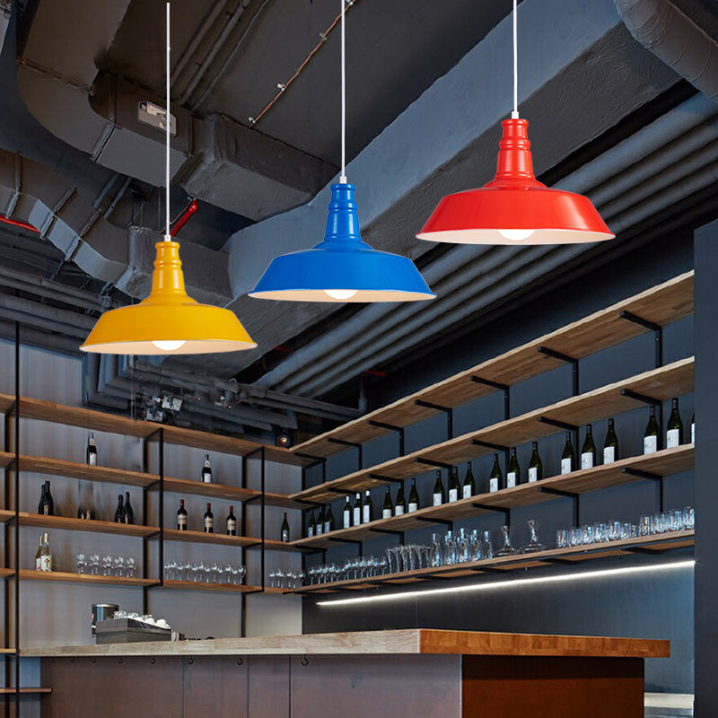 Lampada a sospensione a forma di fienile multicolore Metal industriale 1 ristorante Bulb Hanging Light