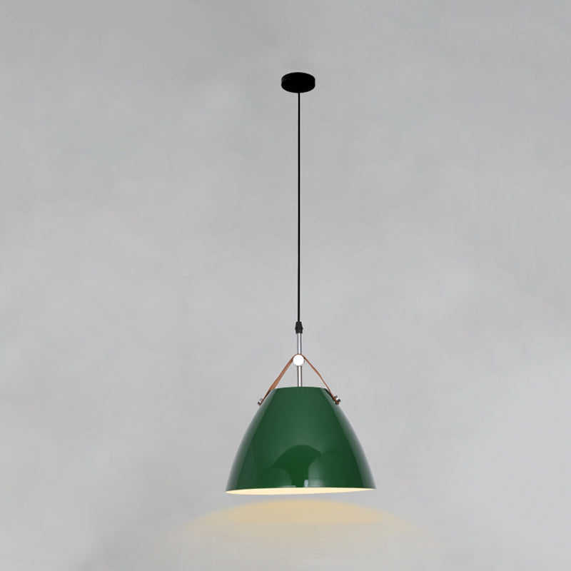 Lampada a sospensione verde a bulbina singola Metal Geometric Luce sospesa per sala da pranzo