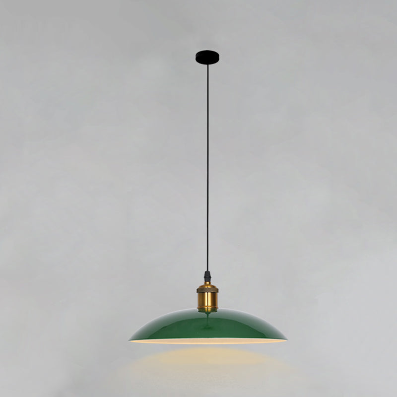Lampada a sospensione verde a bulbina singola Metal Geometric Luce sospesa per sala da pranzo
