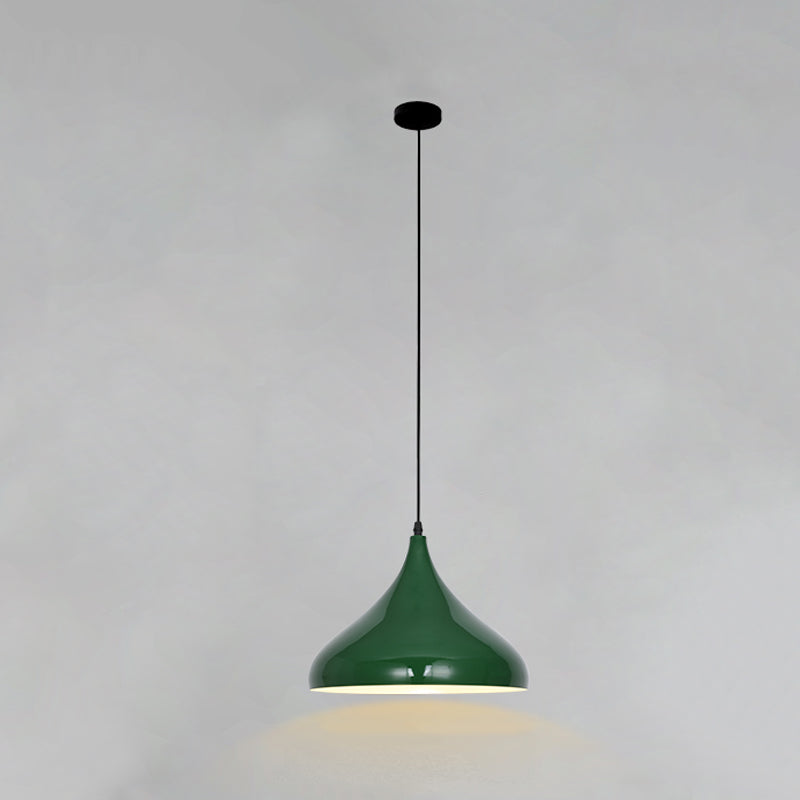 Lampada a sospensione verde a bulbina singola Metal Geometric Luce sospesa per sala da pranzo