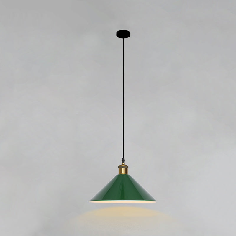 Lampada a sospensione verde a bulbina singola Metal Geometric Luce sospesa per sala da pranzo