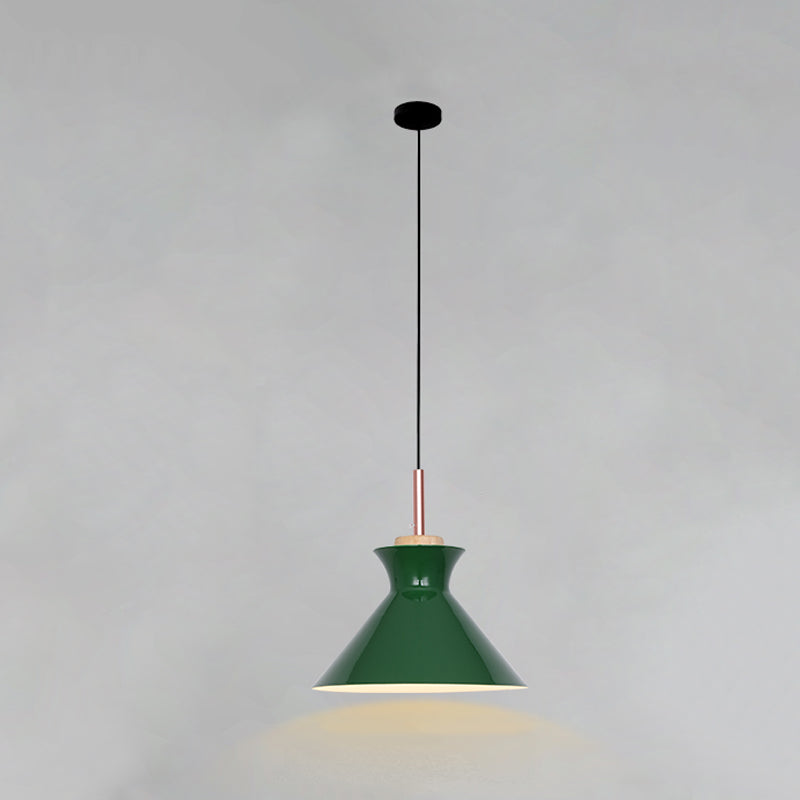 Lampada a sospensione verde a bulbina singola Metal Geometric Luce sospesa per sala da pranzo