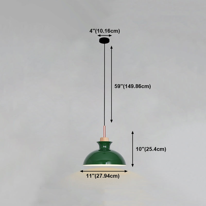 Lampada a sospensione verde a bulbina singola Metal Geometric Luce sospesa per sala da pranzo