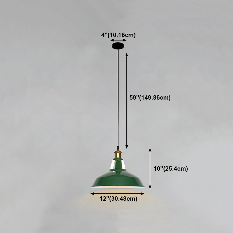 Lampada a sospensione verde a bulbina singola Metal Geometric Luce sospesa per sala da pranzo