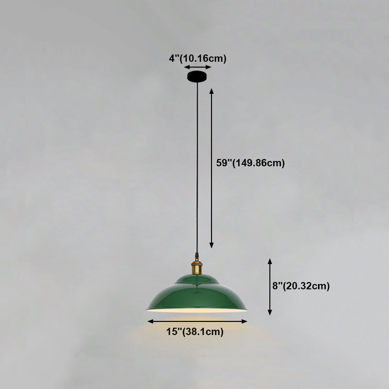 Lampada a sospensione verde a bulbina singola Metal Geometric Luce sospesa per sala da pranzo