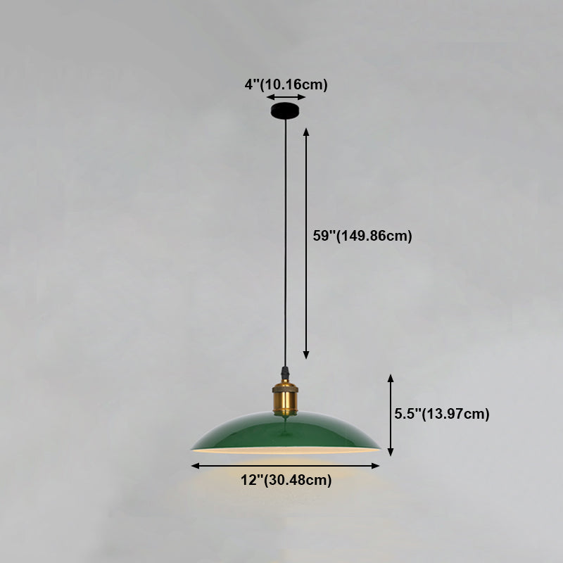 Lampada a sospensione verde a bulbina singola Metal Geometric Luce sospesa per sala da pranzo