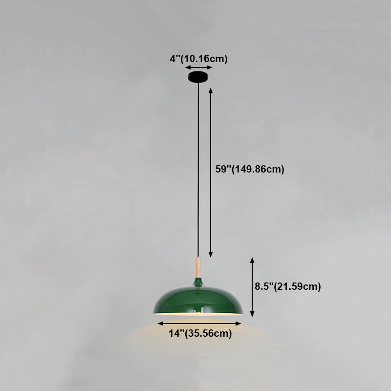 Lampada a sospensione verde a bulbina singola Metal Geometric Luce sospesa per sala da pranzo
