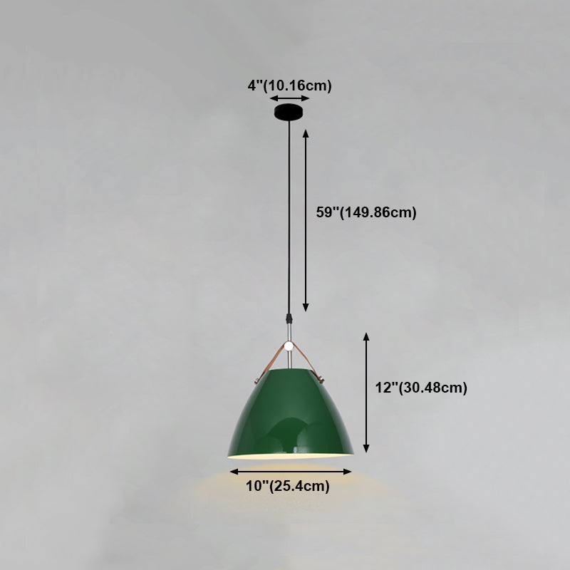 Lampada a sospensione verde a bulbina singola Metal Geometric Luce sospesa per sala da pranzo