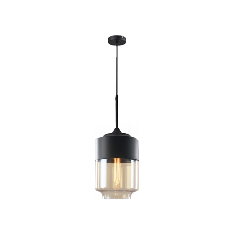 Nordic Glass Geometric Pendant Lamp Single-Bulb Dining Room Hanging Light
