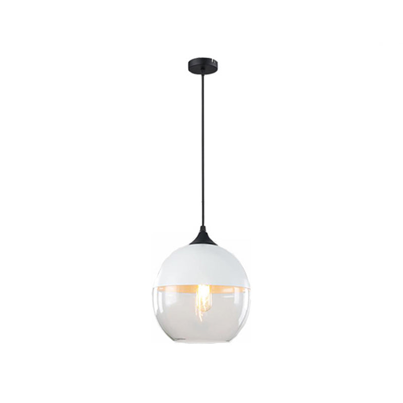 Nordic Glass Geometric Pendant Lamp Single-Bulb Dining Room Hanging Light