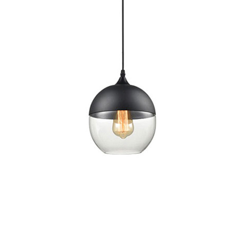 Nordic Glass Geometric Pendant Lamp Single-Bulb Dining Room Hanging Light