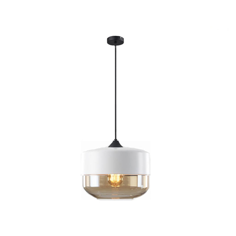 Nordic Glass Geometric Pendant Lamp Single-Bulb Dining Room Hanging Light