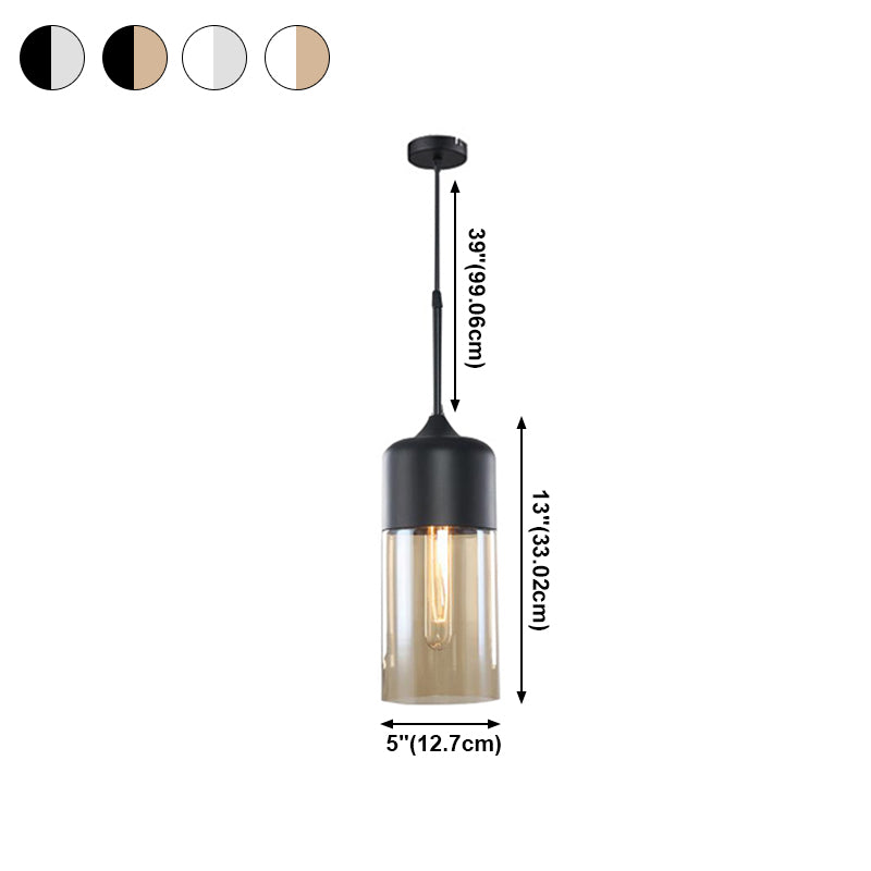 Nordic Glass Geometric Pendant Lamp Single-Bulb Dining Room Hanging Light