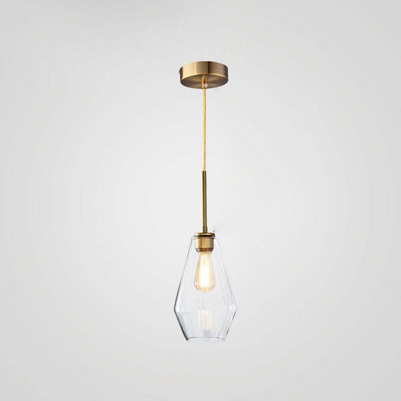 Glass Shade Hanging Pendant Nordic Brass Finish Drop Light for Dining Room