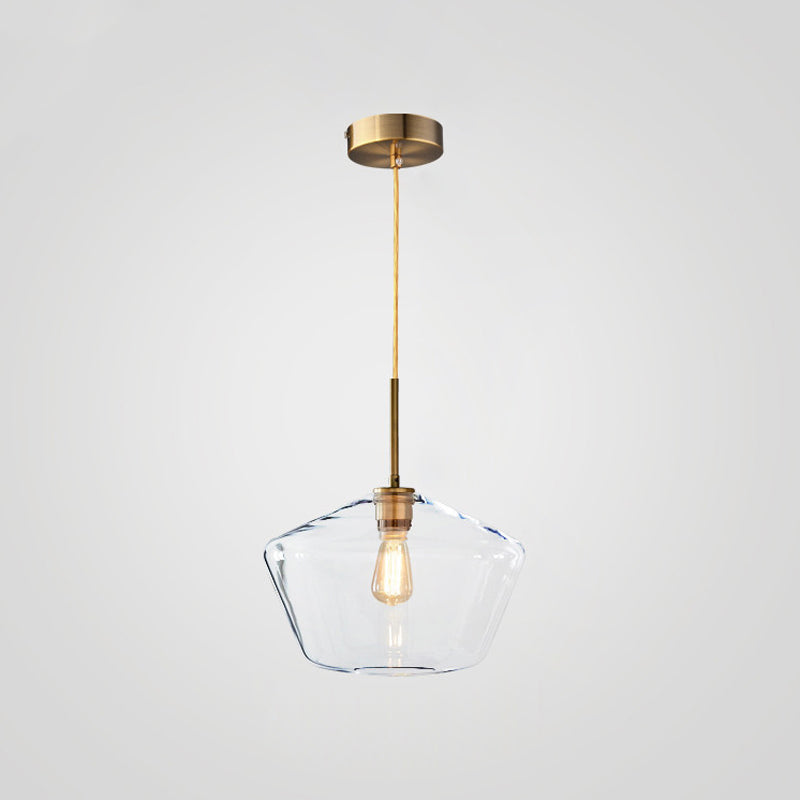 Glass Shade Hanging Pendant Nordic Brass Finish Drop Light for Dining Room