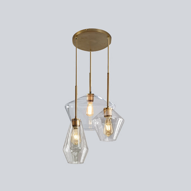 Glass Shade Hanging Pendant Nordic Brass Finish Drop Light for Dining Room