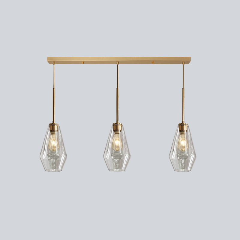 Glass Shade Hanging Pendant Nordic Brass Finish Drop Light for Dining Room