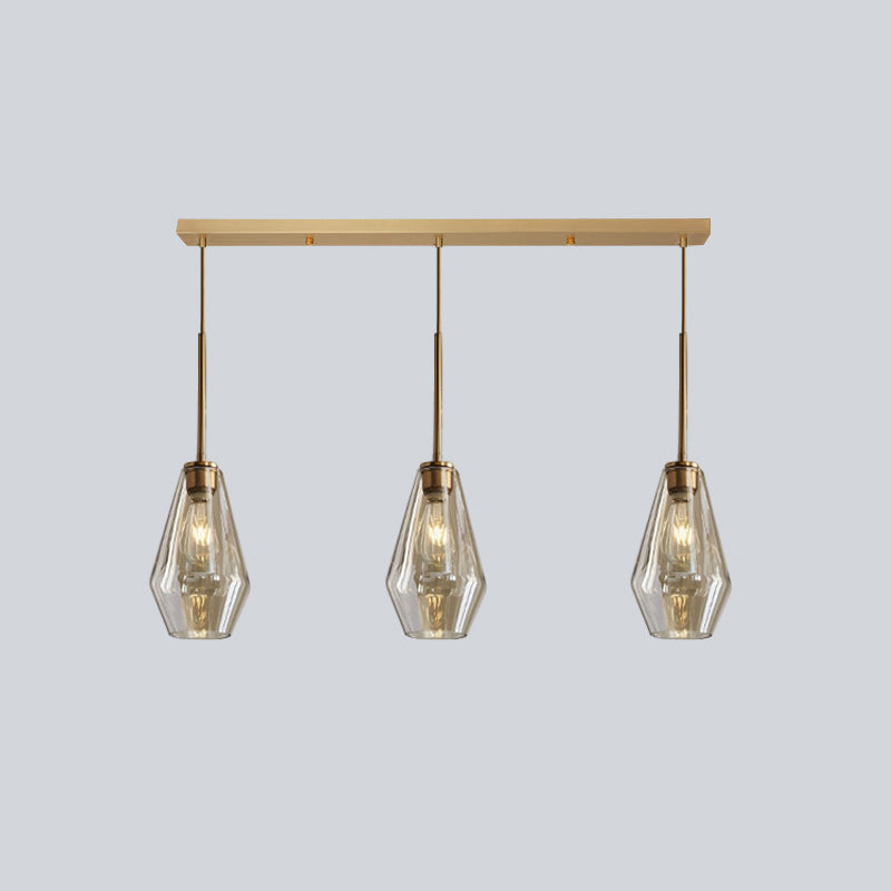 Glass Shade Hanging Pendant Nordic Brass Finish Drop Light for Dining Room