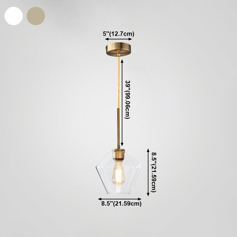 Glass Shade Hanging Pendant Nordic Brass Finish Drop Light for Dining Room