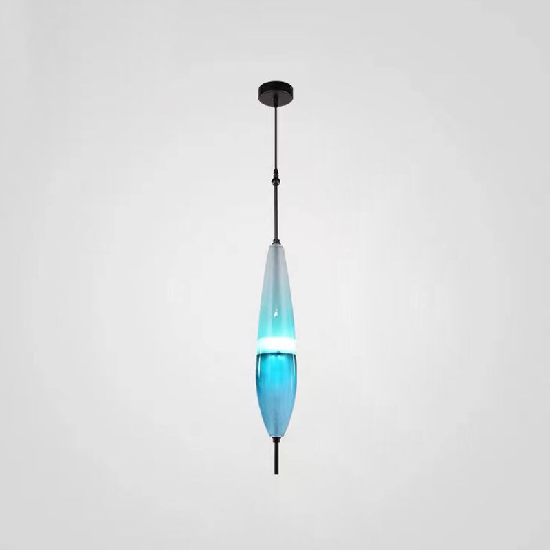 Lampe de suspension en verre de forme ovale créative moderne la lumière suspendue à 1 lumière pour salle à manger