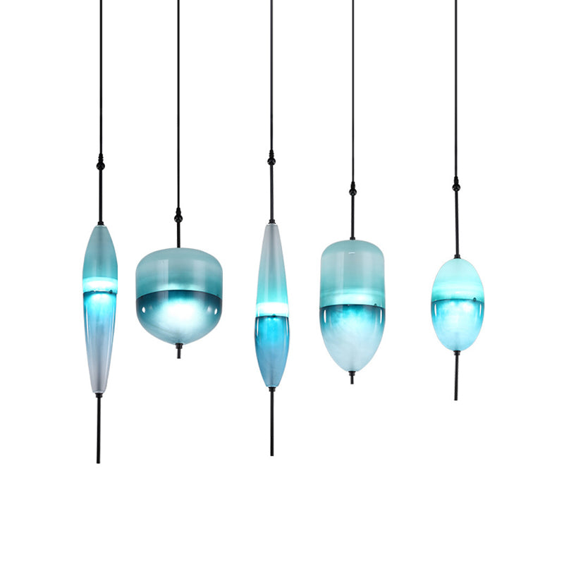 Lampe de suspension en verre de forme ovale créative moderne la lumière suspendue à 1 lumière pour salle à manger