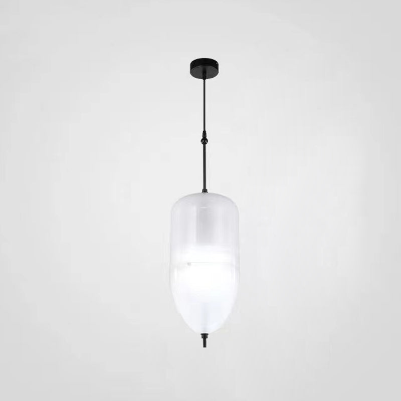 Lampe de suspension en verre de forme ovale créative moderne la lumière suspendue à 1 lumière pour salle à manger