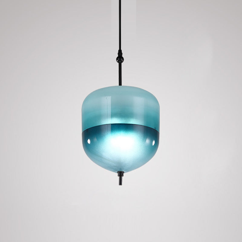 Lampe de suspension en verre de forme ovale créative moderne la lumière suspendue à 1 lumière pour salle à manger